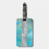 Hübsche Iridescent Blue Shimmer Mermaid Scales Gepäckanhänger (Rückseite vertikal)