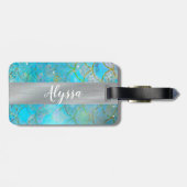 Hübsche Iridescent Blue Shimmer Mermaid Scales Gepäckanhänger (Rückseite horizontal)