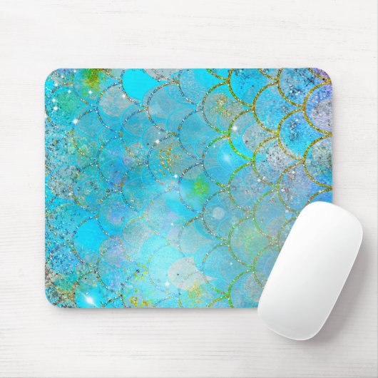 Hübsche Iridescent Blue Shimmer Mermaid Scales Mousepad (Mit Mouse)