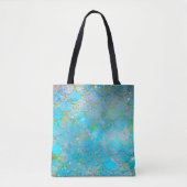 Hübsche Iridescent Blue Shimmer Mermaid Scales Tasche (Vorderseite)
