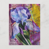 Hübsche Iris-Blumen-Mixed-Media-Collage-Postkarte Postkarte (Vorderseite)