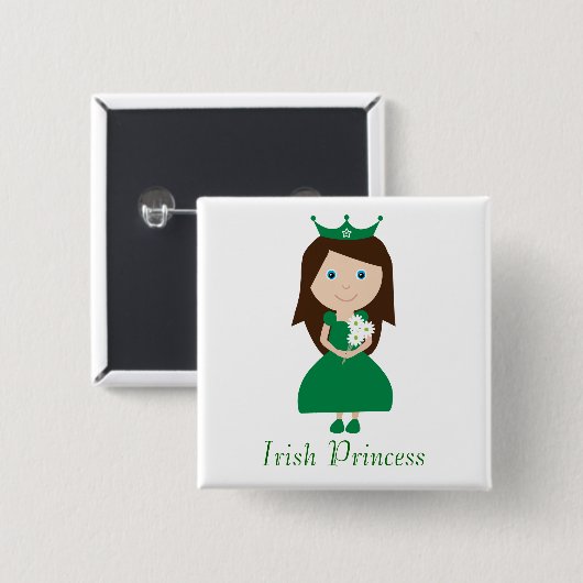 Hübsche irische Prinzessin Cute Cartoon Character Button (Vorne & Hinten)
