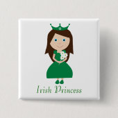 Hübsche irische Prinzessin Cute Cartoon Character Button (Vorderseite)