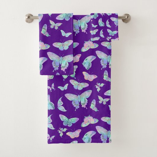 Hübsche, irritierende Schmetterlinge auf Lila Badhandtuch Set (Insitu)