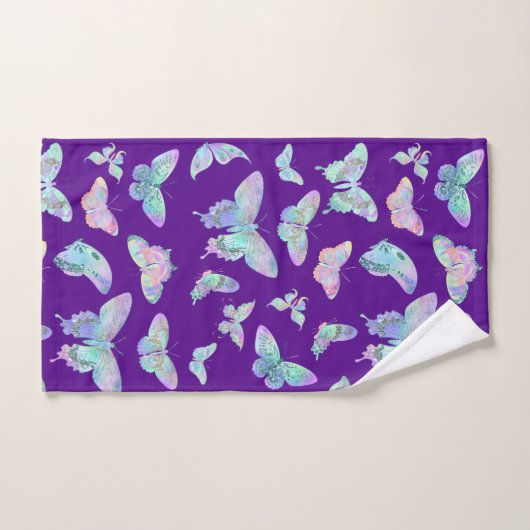 Hübsche, irritierende Schmetterlinge auf Lila Badhandtuch Set (Handtuch)