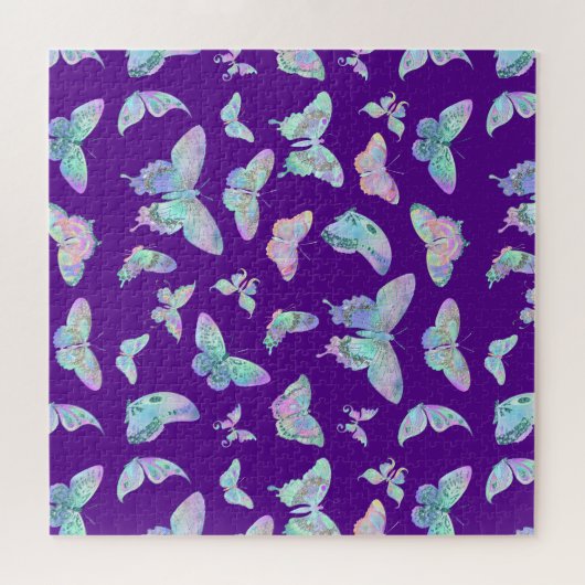 Hübsche, irritierende Schmetterlinge auf Lila Puzzle (Horizontal)