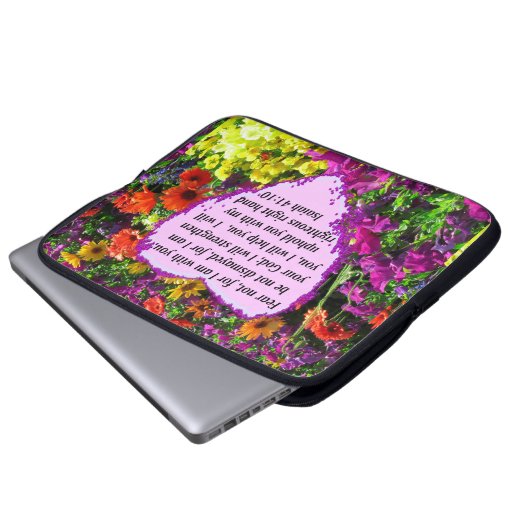 HÜBSCHE ISAIAH 41:10 BLUMENDESIGN LAPTOPSCHUTZHÜLLE (Vorne Knopf)