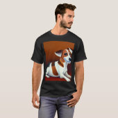 Hübsche Jack Russel Cartoonfigur Ölmalerei T-Shirt (Vorne ganz)