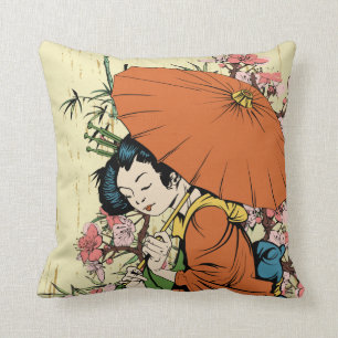 hübsche japanische Geisha-Vektor-Kunst Kissen