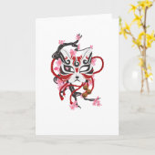 Hübsche japanische Maske Karte (Gelbe Blume)
