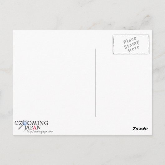 Hübsche japanische Mönchsstatue mit Herbstblättern Postkarte (Rückseite)