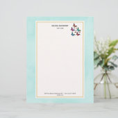 Hübsche Jewel Colored Butterfels auf Mint Green Briefkopf (Stehend Vorderseite)