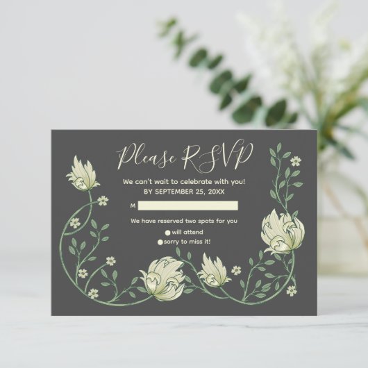 Hübsche Jugendstil-Blume Rsvp-Karte RSVP Karte (Stehend Vorderseite)