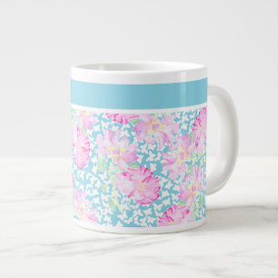 Hübsche Jumbo-Tasse, rosa Rosen, weiße Schmetterli Jumbo-Tasse