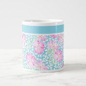 Hübsche Jumbo-Tasse, rosa Rosen, weiße Schmetterli Jumbo-Tasse (Vorderseite)