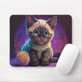 Hübsche junge Katze mit Wollknäuel Mousepad (Mit Mouse)