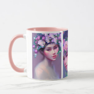 Hübsche Jungfrauen Blumen im Haar Ätherische Kunst Tasse