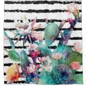 Hübsche Kakteen, schwarze Streifen Duschvorhang (Vorderseite)