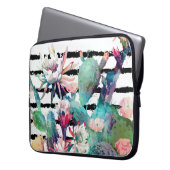 Hübsche Kakteen, schwarze Streifen Laptopschutzhülle (Vorderseite Links)