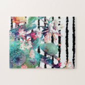 Hübsche Kakteen, schwarze Streifen Puzzle (Horizontal)