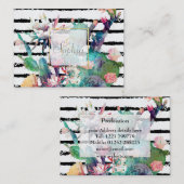 Hübsche Kakteen, schwarze Streifen Visitenkarte (Vorne/Hinten)