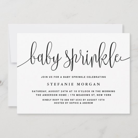 Hübsche Kalligrafie-Babysprinkle Einladung (Vorderseite)