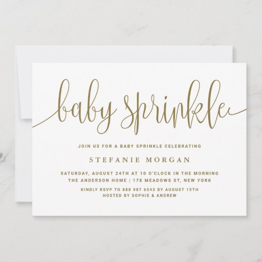 Hübsche Kalligrafie-Babysprinkle Einladung (Vorderseite)