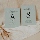 Hübsche Kalligrafie-Lichtminzfarbe Hochzeit Tischnummer