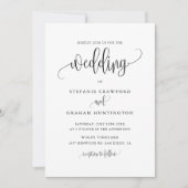 Hübsche Kalligrafie Script Black Wedding Einladung (Vorderseite)