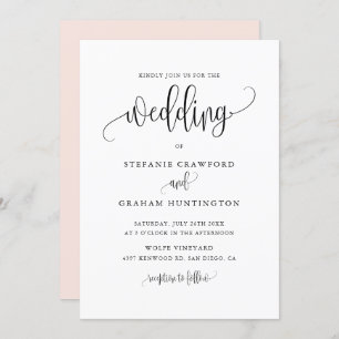 Hübsche Kalligrafie Script Black Wedding Einladung