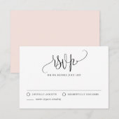 Hübsche Kalligrafie Script Black Wedding RSVP Karte (Vorne/Hinten)