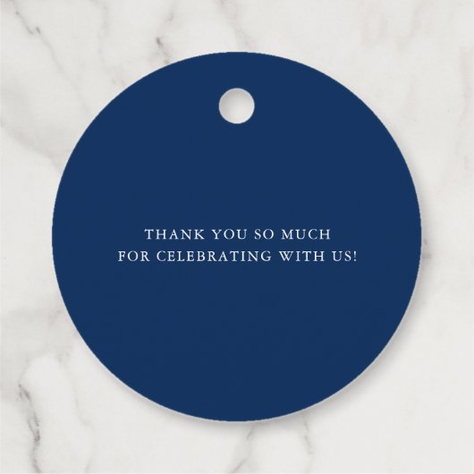 Hübsche Kalligrafie Script Blue Wedding Vielen Dan Geschenkanhänger (Rückseite)