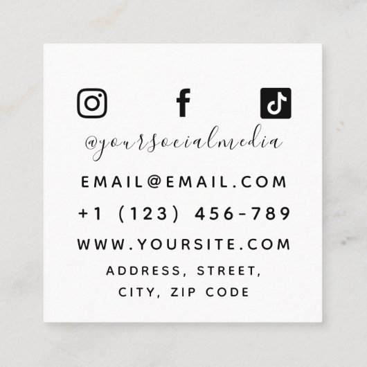 Hübsche Kalligrafie Tattoo Artist Social Media Gir Quadratische Visitenkarte (Rückseite)