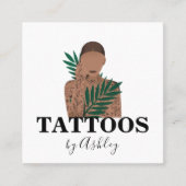 Hübsche Kalligrafie Tattoo Artist Social Media Gir Quadratische Visitenkarte (Vorderseite)