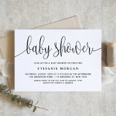 Hübsche Kalligraphie-Babydusche schwarz und weiß Einladung