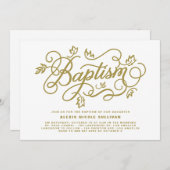 Hübsche Kalligraphie | Goldtaufe Einladung (Vorne/Hinten)