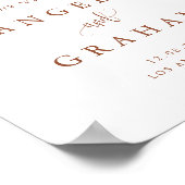 Hübsche Kalligraphie Terracotta Hochzeit Willkomme Poster (Ecke)