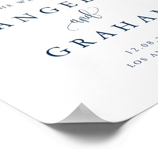 Hübsche kalligraphische Hochzeit der Navy Poster (Ecke)