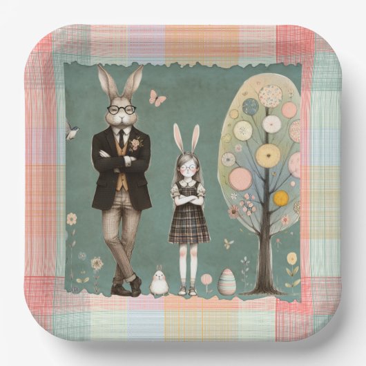 Hübsche Kaninchen-Papierplatten Pappteller (Vorderseite)