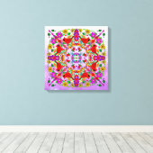 Hübsche Kardinal und Blume Mandala Leinwanddruck (Insitu (Holzboden))