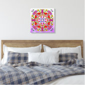Hübsche Kardinal und Blume Mandala Leinwanddruck (Insitu (Schlafzimmer))