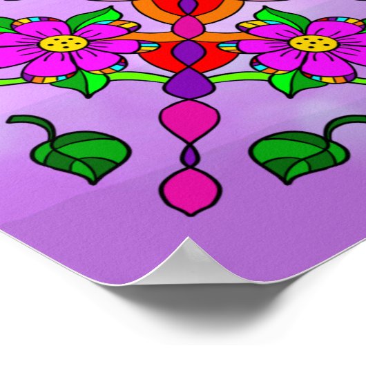 Hübsche Kardinal und Blume Mandala Poster (Ecke)