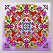 Hübsche Kardinal und Blume Mandala Poster (Vorne)