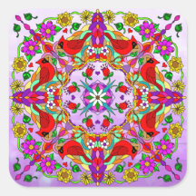 Hübsche Kardinal und Blume Mandala