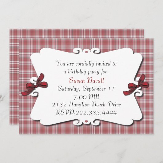 Hübsche karierte Einladung (Vorne/Hinten)