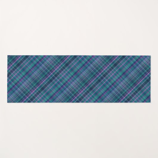 Hübsche Karierte Lila blaugrüne Rosa Diagonal Yogamatte (Vorderseite (Horizontal))