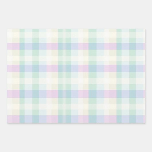 Hübsche Karierte Pastete Rosa Gelb Blau Lila Geschenkpapier Set (Vorderseite)