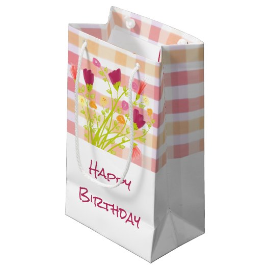 Hübsche Karierte und geflochtene kleine Papiergesc Geschenktüte (Vorderseite Schrägansicht)