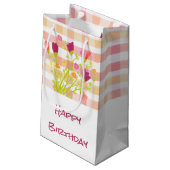 Hübsche Karierte und geflochtene kleine Papiergesc Geschenktüte (Rückseite Schrägansicht)