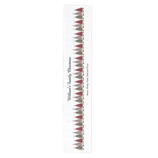 Hübsche Karierte Weihnachtsbäume Mittelgroßer Tischläufer (Vorderseite)